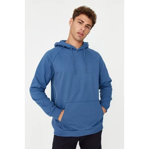 Trendyol Navy Blue Men's Basic Oversize Fit Hooded Raglan Sleeve Sweatshirt