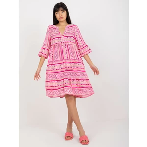 Women's Boho Dress with 3/4 Sleeves Sublevel - Multicolored