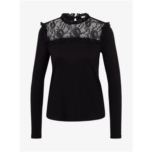 Orsay Black Women's T-shirt with Lace Detail - Women