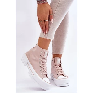 High Fabric Sneakers on Big Star Platform LL274157 Nude