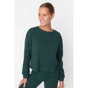 Trendyol Dark Green Ribbed Knitted Pajamas Set