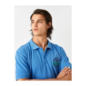 Koton College Embroidered Polo Neck T-Shirt