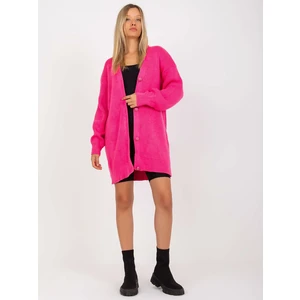 Fluo pink long cardigan with buttons RUE PARIS