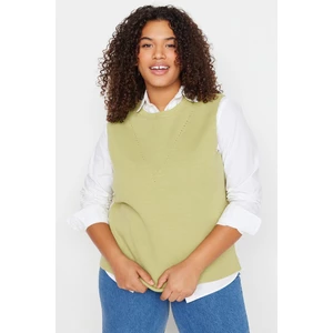 Trendyol Curve Plus Size Sweater Vest - Green - Relaxed fit