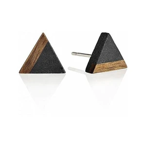 GRAVELLI JEWELLERY Náušnice Triangle Wood – antracit