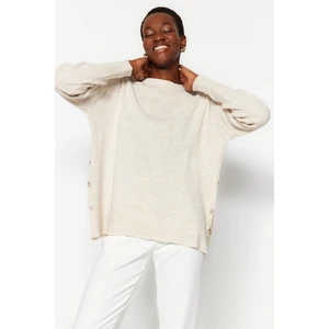 Trendyol Stone Button Detailed Knitwear Sweater