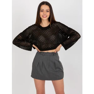 Dark grey flowing miniskirt with pockets