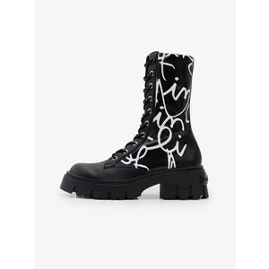 Black Desigual Base Stretch Lettering Black Womens Patterned Shoes - Women