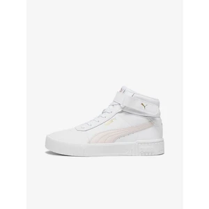 White Women's Leather Ankle Sneakers Puma Carina 2.0 - Women