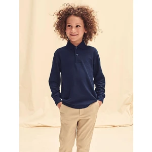 Navy blue long sleeve polo shirt Fruit of the Loom