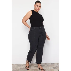 Trendyol Curve Gray High Waist Additional Features Not Available Straight Plus Size Jeans