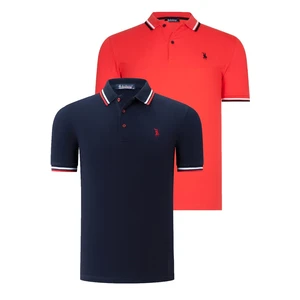 DUAL SET T8594 DEWBERRY MENS T-SHIRT-NAVY BLUE-POMEGRANATE