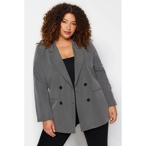 Trendyol Curve Double-breasted Gray Double Breasted Blazer with Closure