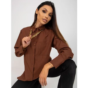 Brown women's oversize shirt with chain