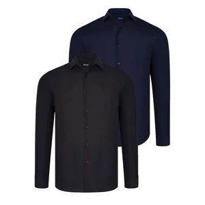 DUAL SET G726 DEWBERRY MENS SHIRT-BLACK-NAVY BLUE