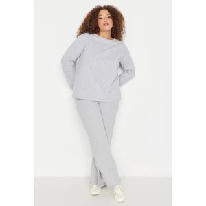 Trendyol Curve Gray Knitted Pajamas with Slits.