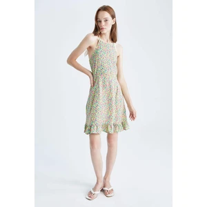 DEFACTO Cool A-Line Strap Floral Mini Dress