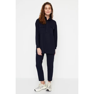 Trendyol Navy Blue Pocket Detailed Knitted Tracksuit Set