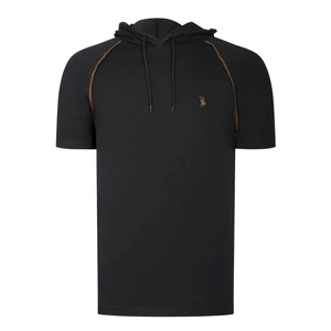 T8570 DEWBERRY HOODED MEN'S T-SHIRT-PLAIN BLACK