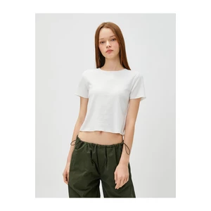 Koton Crop T-Shirts, Crew Neck Short Sleeves, Corduroy