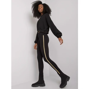 Black women's leggings with stripes Elena RUE PARIS