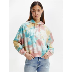 Blue-Pink Women's Patterned Hoodie Tommy Jeans - Women