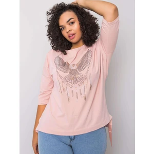 Dusty pink cotton blouse with appliqués