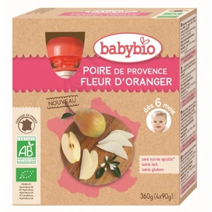 BABYBIO Pyré hruška pomarančový kvet (4x 90 g) - ovocný príkrm