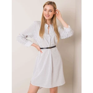 Women´s white dress with stripes