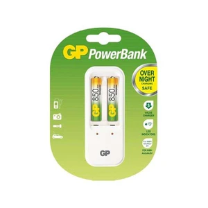 Töltő tölthető elemekhez, GP PB410 + 2x  AAA NiMH 850mAh