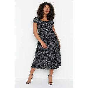 Trendyol Curve Black Patterned Knitted Dress