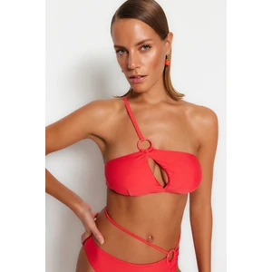 Trendyol Red One-Shoulder Cut Out/Windowed Bikini Top