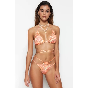 Trendyol Abstract Patterned Triangle Tie Bikini Top