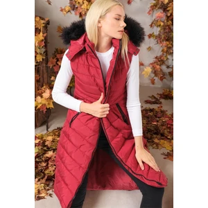 Z6752 DEWBERRY LADIES' VEST-PLAIN BURGUNDY