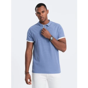 Ombre Men's cotton polo shirt - denim