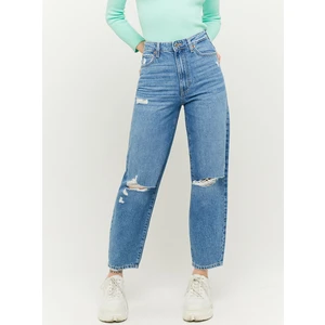 Blue Shortened Straight Fit Jeans with Tattered Effect TALLY WEiJL - Women