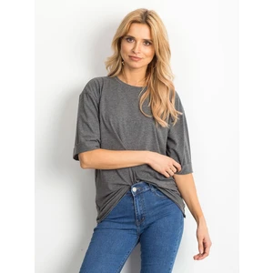 A cotton melange dark gray blouse