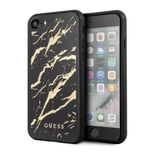 Tok Guess Glitter Marble for iPhone SE/8/7, fekete-arany