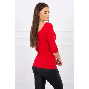 Round neckline blouse red