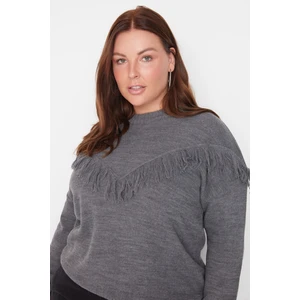 Trendyol Curve Plus Size Sweater - Gray - Regular fit