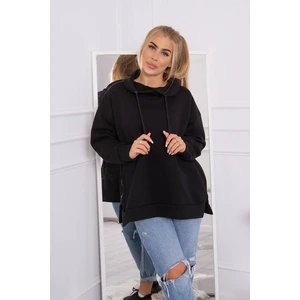 Insulated sweatshirt with zipper on the side black