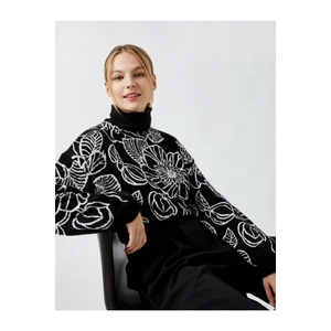 Koton Patterned Turtleneck Long Sleeve Sweater