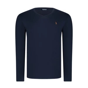 T8587 DEWBERRY V-NECK MEN'S LONG SLEEVE T-SHIRT-LIGHT NAVY BLUE