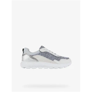 Grey-White Women's Leather Sneakers Geox Spherica - Women