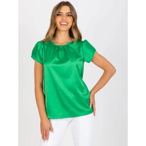 Women's green blouse made of artificial satin RUE PARIS