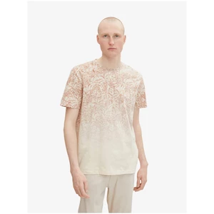 Hnědo-krémové unisex vzorované tričko Tom Tailor - Pánské