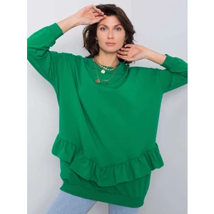 Green cotton sweatshirt with frills