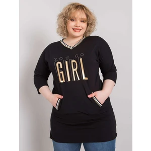 Black plus size cotton tunic