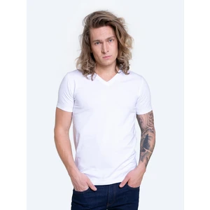 Big Star Man's V_neck_ss T-shirt 152054 Cream Knitted-101