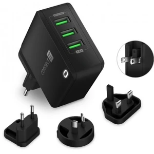 Nabíjecí adaptér connect it cwc-3310-bk, 3xusb-a, 24w, černý